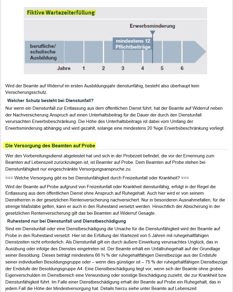 Die fiktive Wartezeiterfüllung bei der Dienstunfähigkeit für Beamtenanwärter und Beamte