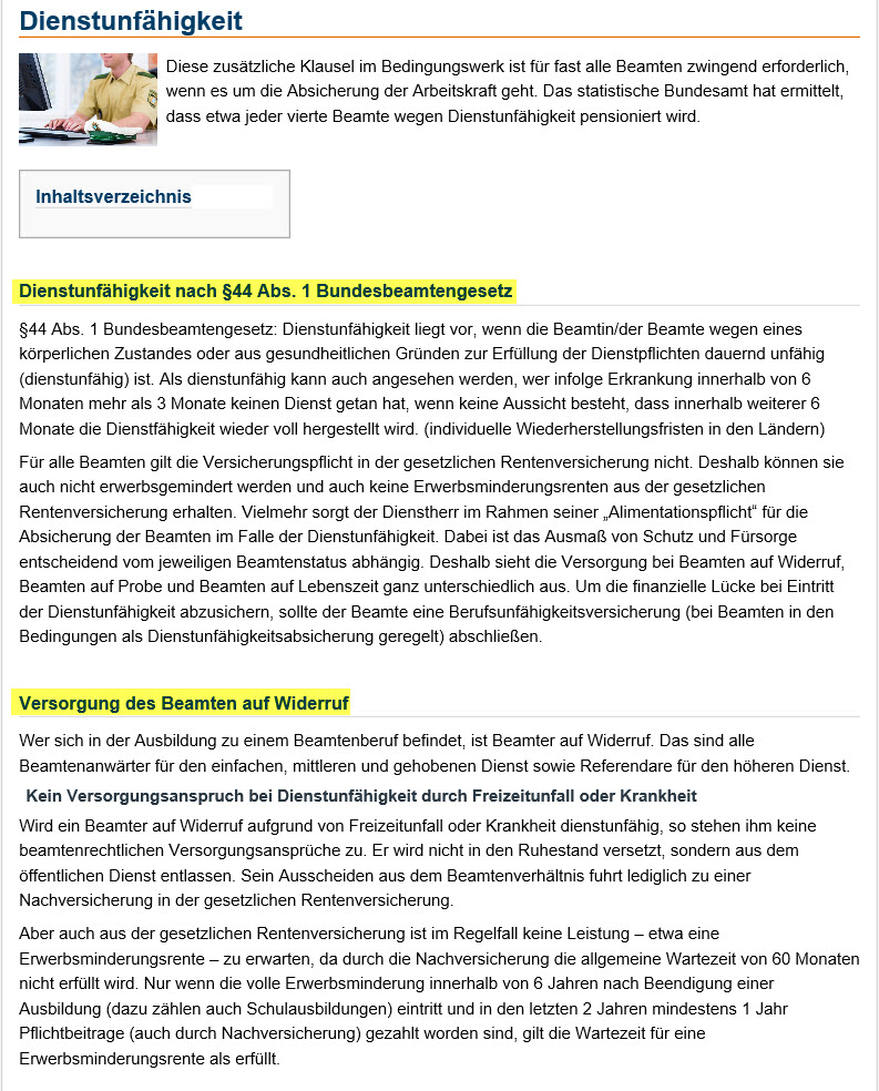 Informationen zur Dienstunfähigkeit bei Referendaren und Beamte auf Probe bei Unabhängige FinanzDienste, Versicherungsmakler und Honorarberater, Freiburg, HOTLINE 0761382011