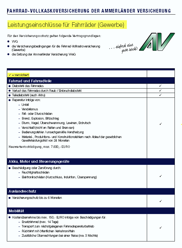 Die Firmen- und Dientstfahrrad-Vollkaskoversicherung als Leistungs-Highlights bei Unabhängige FinanzDienste, Versicherugnsmakler aus Freiburg, HOTLINE 0761/382011